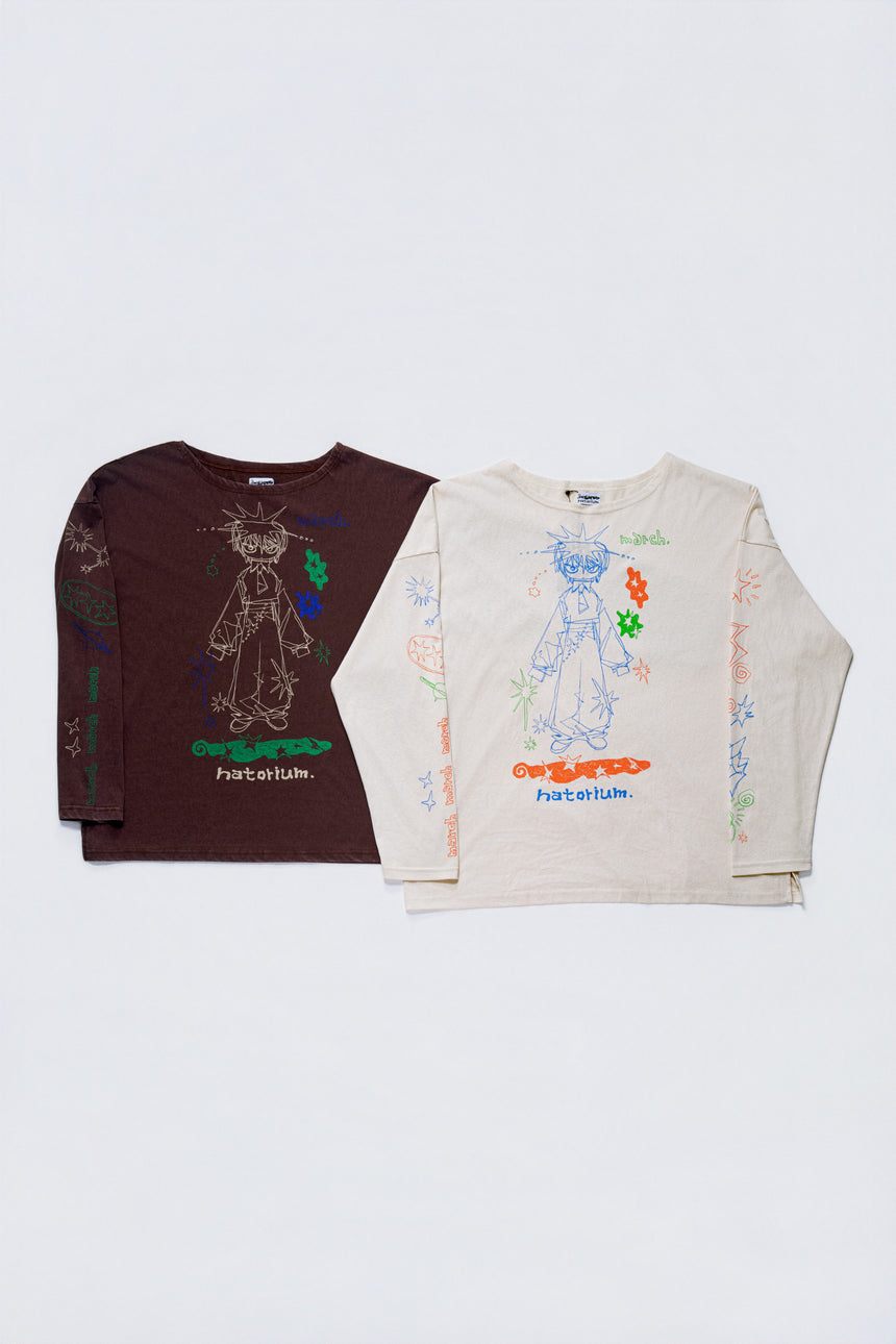 "March" long T-shirt ブラウン