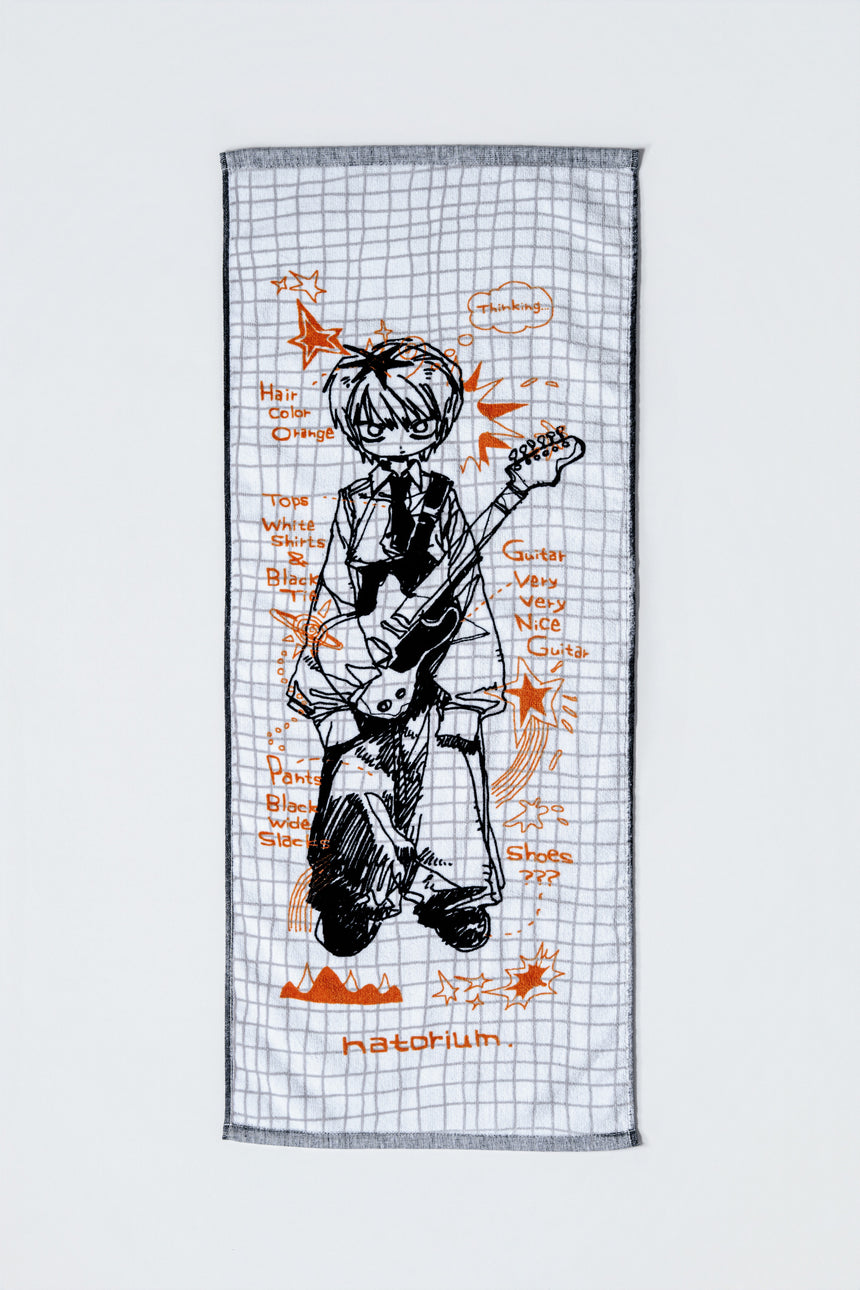 "March" Face Towel ホワイト×オレンジ