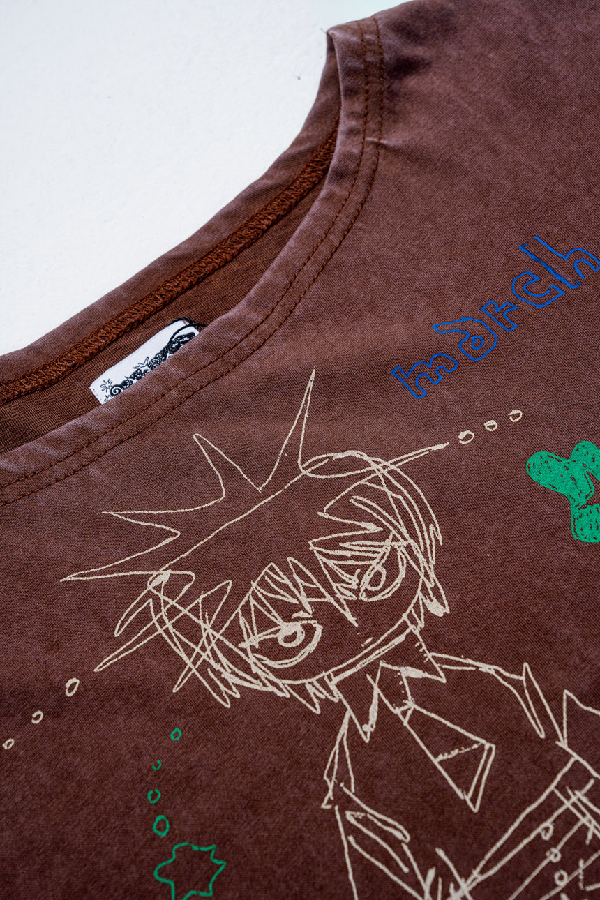 "March" long T-shirt ブラウン