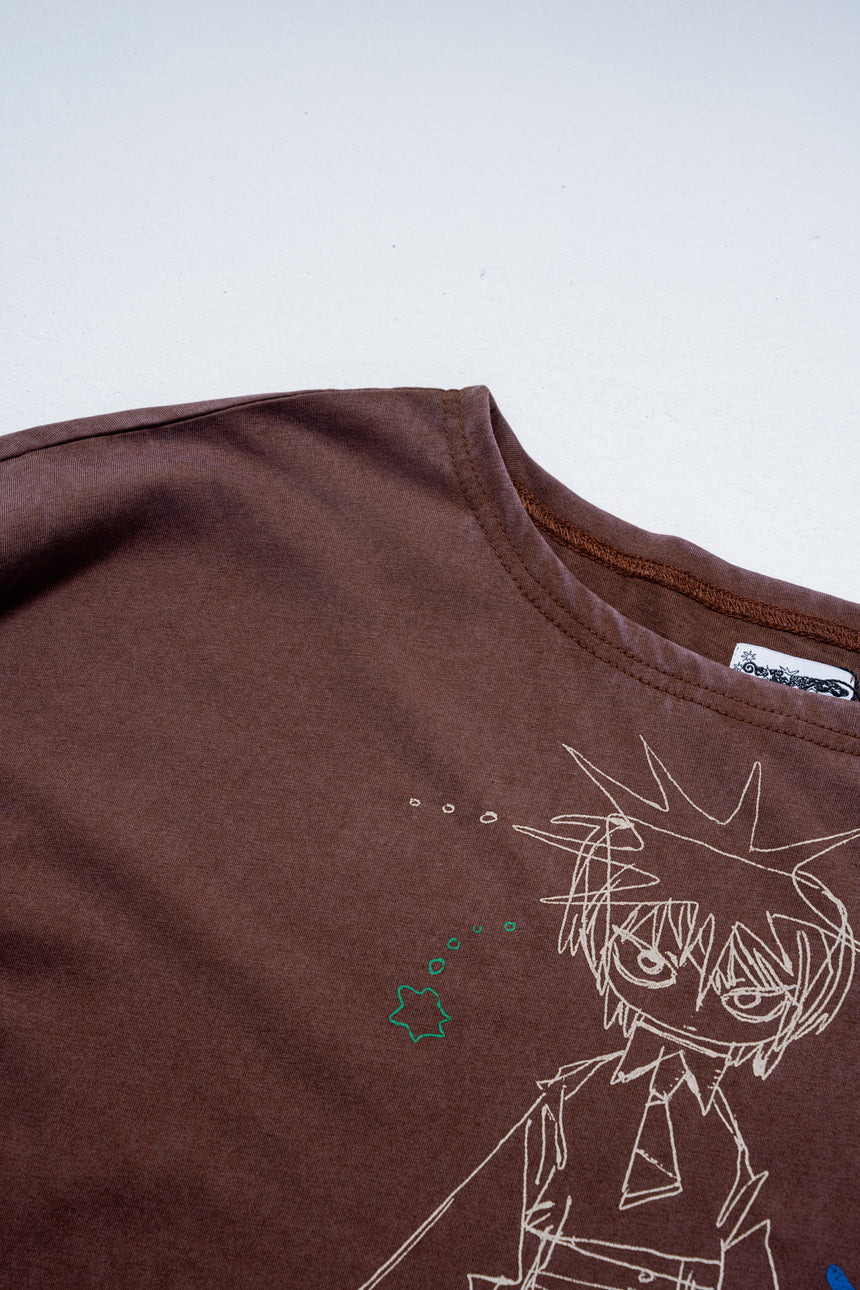 "March" long T-shirt ブラウン