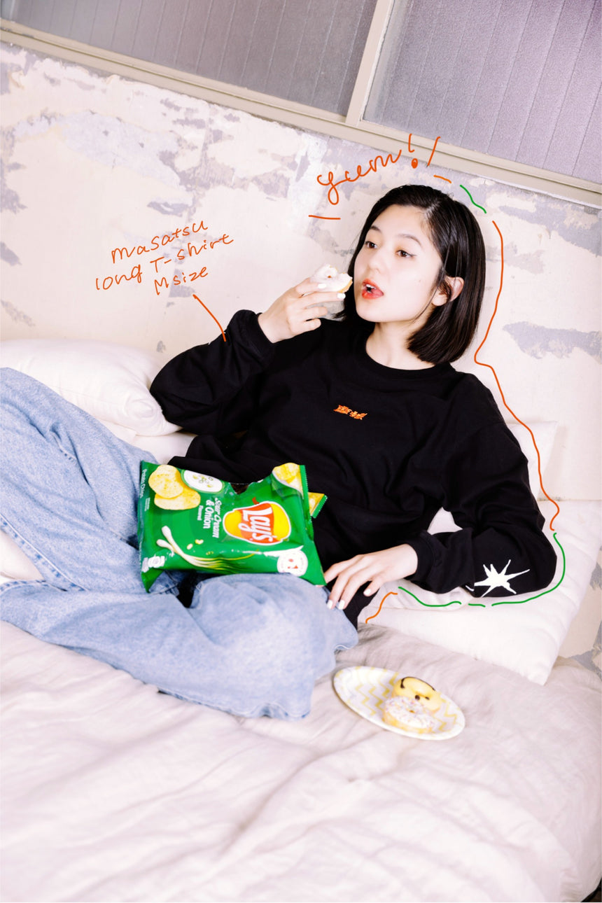 摩擦 long T-shirt ブラック