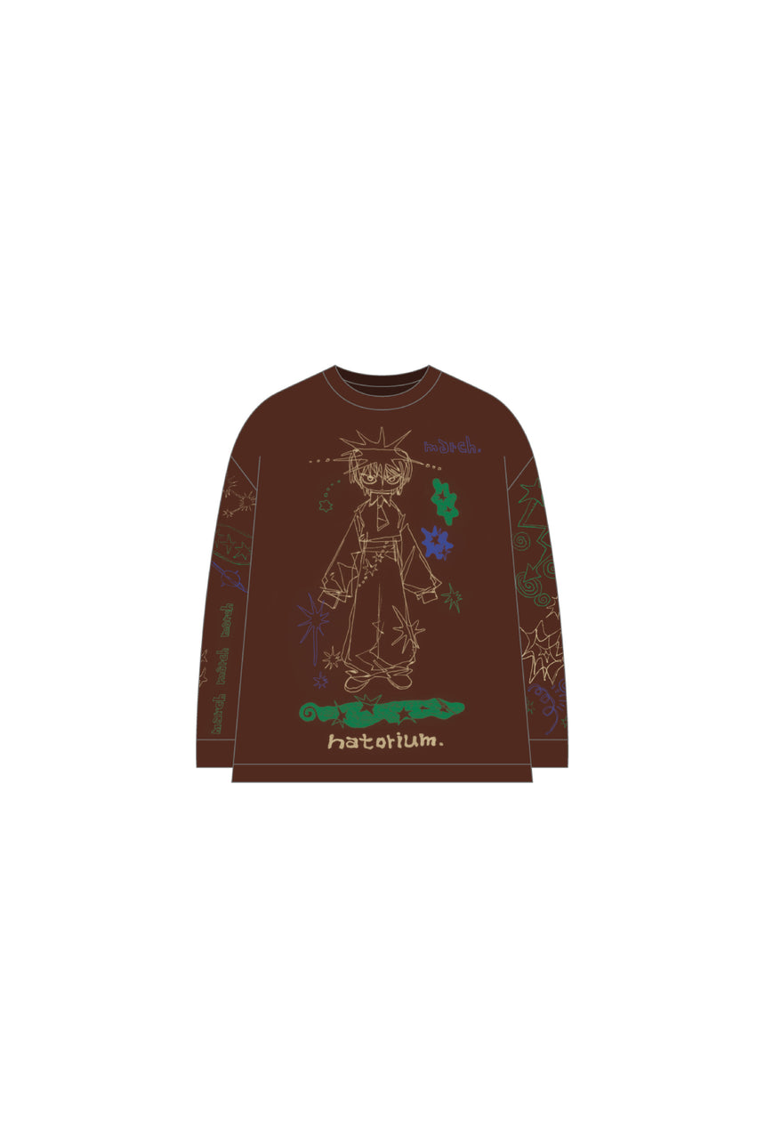 "March" long T-shirt ブラウン